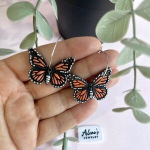 Butterfly Hoop Earrings -Monarch